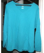 Turquoise Long Sleeve Tee Shirt 4X EVRI - $146.93 MXN