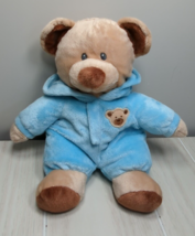 Ty Pluffies Baby Tan Brown Teddy Bear plush 2010 Blue Pajamas - £11.86 GBP