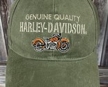 Harley-Davidson Motorcycle Green Adjustable Trucker Hat - Bone Font - Rare! - $14.50