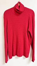 D&amp;CO Woman's RED Thin Cable Sweater SX XL Cowl Neck Long Sleeve - $18.32