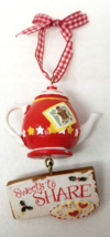Teapot Christmas Ornament Sweets to Share Gingerbread Ceramic 1990s Vintage - £9.67 GBP