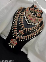 Harem AD Stone Ethnic Kundan Jewelry Set Necklace Earrings Wedding Choker Indian - £46.23 GBP