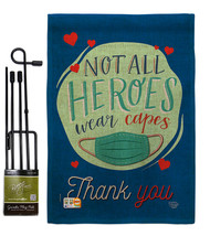 Thank You All Heroes Burlap - Impressions Decorative Metal Garden Pole Flag Set  - £26.72 GBP