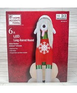 Christmas Airblown Inflatable Long Haired Hound Dog 6 Ft Blow Up Yard De... - £81.73 GBP