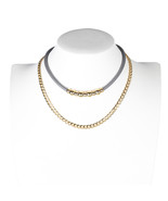Layered Gray &amp; Gold Tone Choker and Necklace Combination - $40.83 CAD