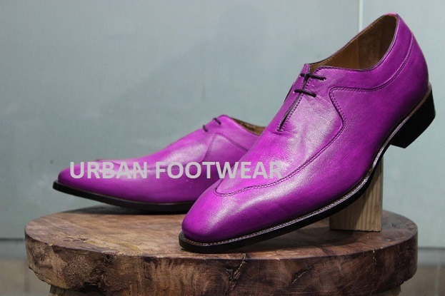 Mens New Handmade Stylish Formal Purple Leather Lace Up Dress & Casual Wear Boot
