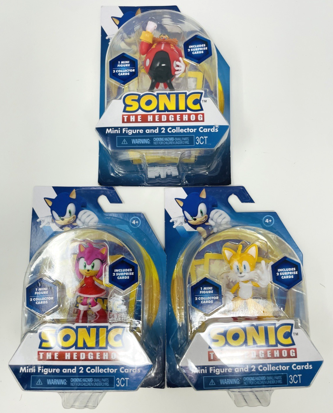 Lot 3 Sonic The Hedgehog Mini 3&quot; Figures Amy Rose Tails Dr. Robotnik Eggman - $26.99