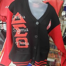Delta Sigma Theta Sorority CARDIGAN SWEATER Black Delta Sigma Theta sweater 1913 - £71.17 GBP