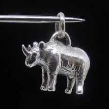 Sterling silver Animal Pendant Little Rhinocerus Big Game wild Animal Africa hig - £35.97 GBP