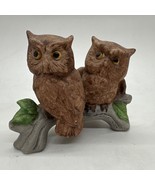 Vintage Ceramic Owl Figurine : Two Owls On a Branch - €13,97 EUR