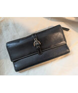 Vintage Coach Cuir Noir Portefeuille Triple Pli Boucle Argent 8 x 4 inch - $404.82 MXN