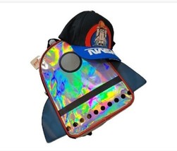 NASA Adjustable Youth Hat Cap &amp; Iridescent Rocket Ship Vinyl Backpack Lo... - £22.96 GBP