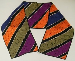 VERA NEUMANN Vintage SCARF Silk Batik Look Orange Green Blue Purple Blac... - £26.33 GBP