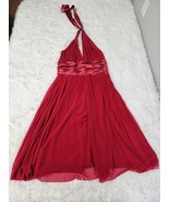 Women&#39;s SZ 10 Red Flowy Halter Dress Nylon/Spandx/Polyester Blend Cockta... - $32.92 CAD
