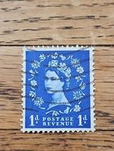 Great Britain Stamp Queen Elizabeth II 1d Used 318 Wave Cancel - £0.76 GBP