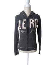 Aeropostale New York Gray Emboidered Spell Out Full Zip Hoodie Jacket Sz Small - £15.45 GBP