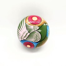 Mexican Handpainted Terracotta Bird Trinket Dish Lidded Vintage Colorful... - $9.49