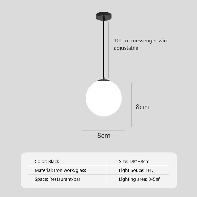 Gl Ball Pendant Lights White Globe Hanging Lamps Bar Restaurant Deco Lum... - £146.90 GBP