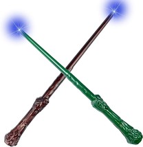 2 Pk Plastic Light  Sound Magic Wands Wizard Witch 1 Brown 1 Green Acces... - £21.62 GBP