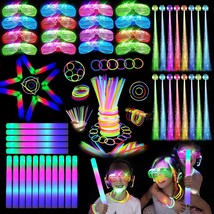 148 PCS Glow in the Dark Party Supplies 16PCS Foam Glow Sticks 16PCS LED Glasses - £74.19 GBP
