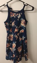 Lily Bleu Girls Blue Floral Print Sleeveless Dress Size 7 - £7.03 GBP