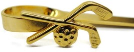 Golf Ball &amp; Clubs Small Gold Tone Vintage Metal Paper Clip Book Marker - £22.81 GBP