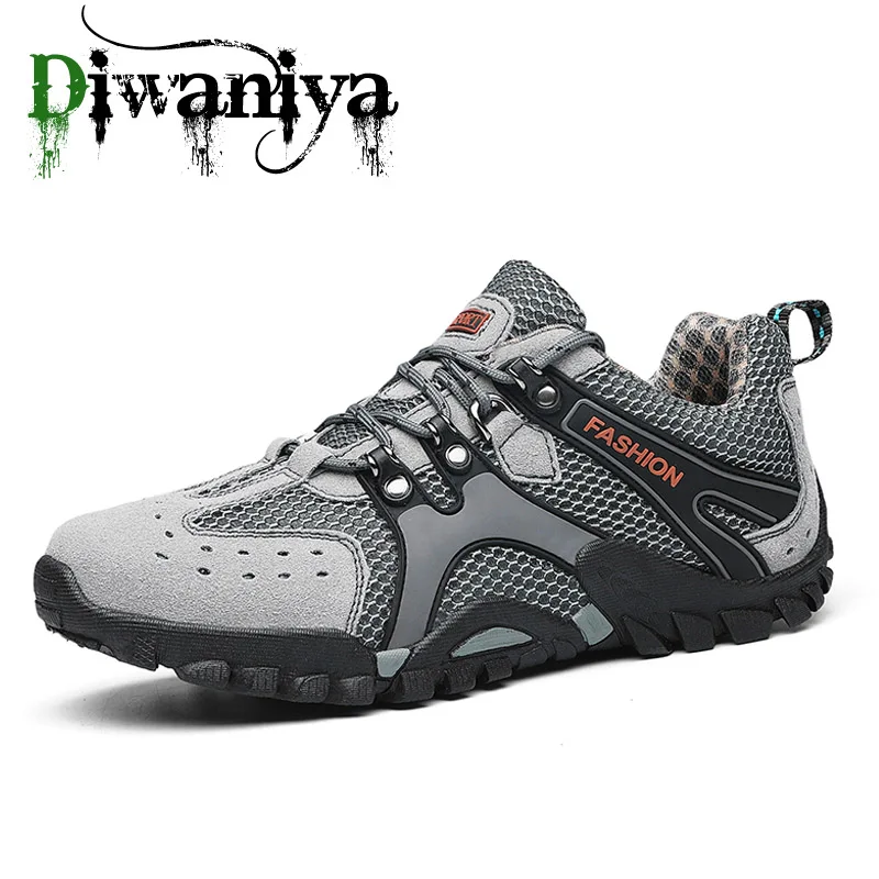 Summer Cool Breathable Men Hiking Shoes Suede + Mesh Outdoor Sneakers Climbing S - £44.11 GBP