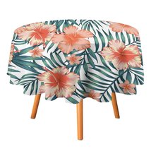 Mondxflaur Hibiscus Tablecloth Kitchen Dining for Living Room Round Tabl... - $15.99+