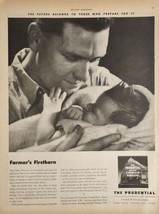 1947 Print Ad The Prudential Insurance Company Farmer Dad & Newborn Baby - $17.65