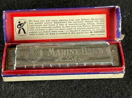 VINTAGE M. HOHNER MARINE BAND HARMONICA WITH BOX NO. 1896 MADE IN GERMANY - $58.41