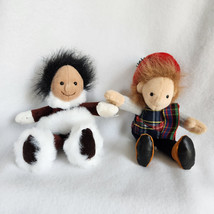 2 Folkmanis KidFolk Finger Puppets Ethnic Doll Scottish Girl Bonnie Inuit Eskimo - $24.25