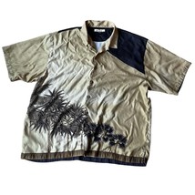 Vintage Tommy Bahama 100% Silk Hawaiian Shirt Green black Palms Tropical XXL - $17.81