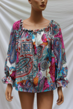 NWOT CHIC ME OVERSIZED WOMENS PULLOVER OFF SHOULDER BLOUSE SIZE LARGE MU... - £10.21 GBP