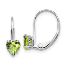 14k Gold 5mm Heart Peridot Leverback Earrings XLB120WPE - $139.37