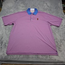 Donald Ross Shirt Mens XL Red Blue Microstripe Polo Short Sleeve Collared Golf - £20.60 GBP