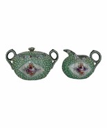 Antique Nippon Sugar &amp; Creamer Hand Painted Heavy Raised Enamel Moriage ... - $250.15 CAD