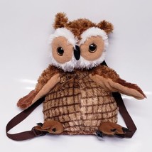 Owl Plush Stuffed Backpack Brown & White Soft Child's Bag - Unipak 19” - £18.59 GBP