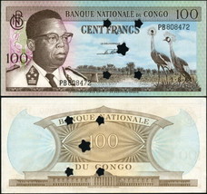 DR Congo 100 Francs. 01.08.1964 UNC Cancelled. Banknote Cat# P.6f - $40.76