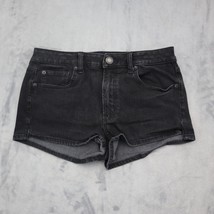 American Eagle Outfitters Shorts Womens 6 Black Mom High Rise Stretch Denim Zip - £17.93 GBP