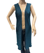 Earthbound Trading Teal Sleeveless Velour Long Open Front Vest Medium NWT - £14.95 GBP