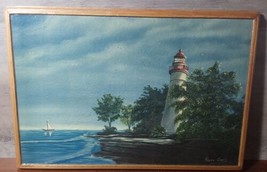 Marblehead Lighthouse Lake Erie Lakeside Ohio Vintage 1997 Roger Goad Wall Decor - £32.74 GBP