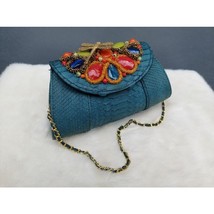 Small Green Python Leather Snakeskin Clutch Handbag in Brown Women&#39;s Mini Purse  - £123.90 GBP