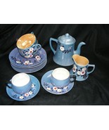 Vintage Blue Lusterware 2 Cup Teapot Creamer 4 Plates 2 Saucers 4 Cups J... - $53.57