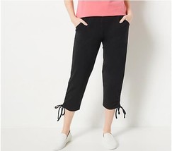 Sport Savvy Petite French Terry Straight Leg Crop Pant (Black, PXXS) A477157 - £13.22 GBP