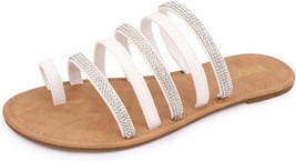 Strappy Slide Rhinestone Flat Sandal - £36.49 GBP