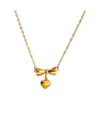 LUME Bow &amp; Heart Drop charm Necklace - $20.00