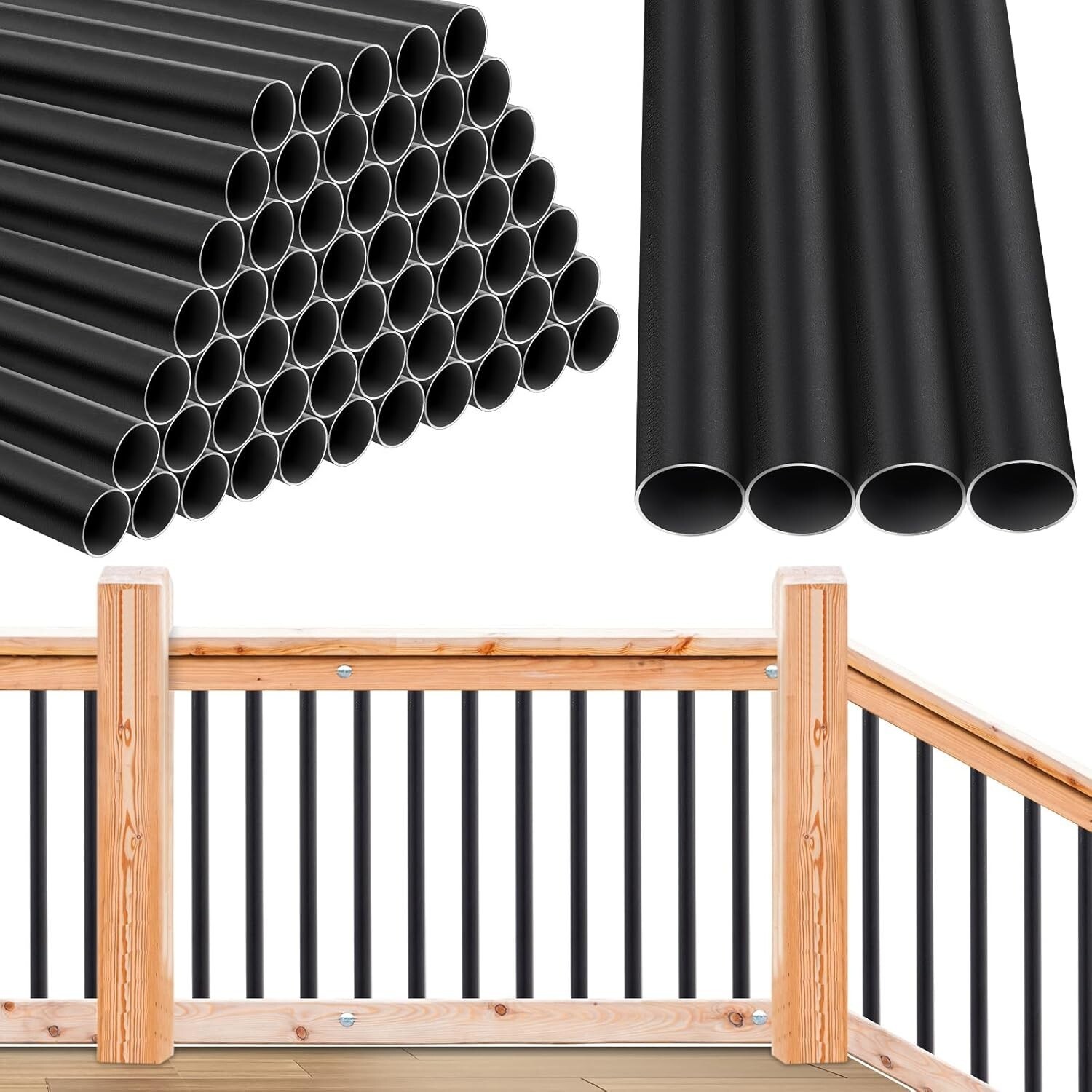 120 BULK PACK 26&quot; Aluminum Deck Balusters 3/4&quot; Round Black Metal Railing... - $126.67