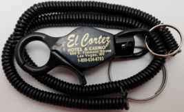El Cortez Hotel Casino bungee players card/keychain holder lanyard, black - $2.95