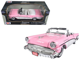 1957 Buick Roadmaster Convertible Pink and White 1/18 Diecast Model Car by Motor - £54.28 GBP