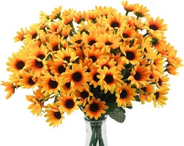 Uieke 6 Bundles Sunflowers Daisy Mums Fake Outdoor Fall Flowers Uv Resistant No - £33.02 GBP